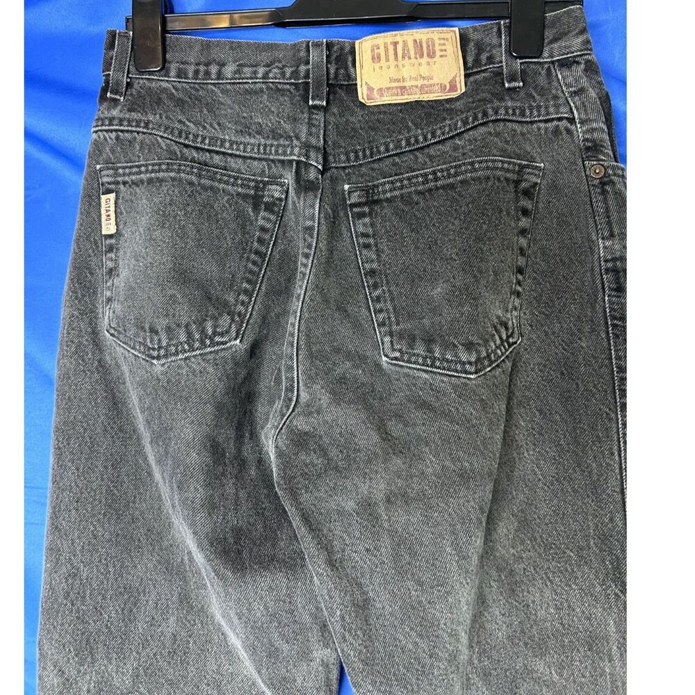 Vtg Gitano Womens Black Straight Leg Jeans Sz 14 Short Cotton Denim Faded 90s - Picture 4 of 8